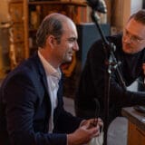 Hanns Tappen im Gespräch mit Florian Baum beim 100. Gründerstammtisch