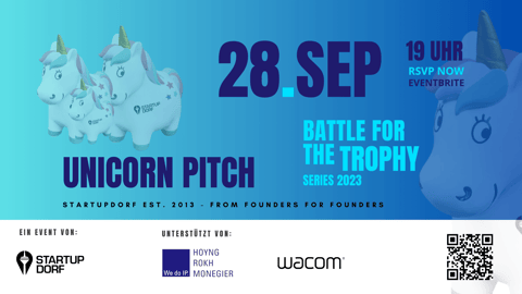 Event Flyer for StartupDorf Unicorn Pitch in September 28