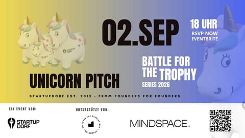 StartupDorf Unicorn Pitch Event Flyer for 2nd September 2026