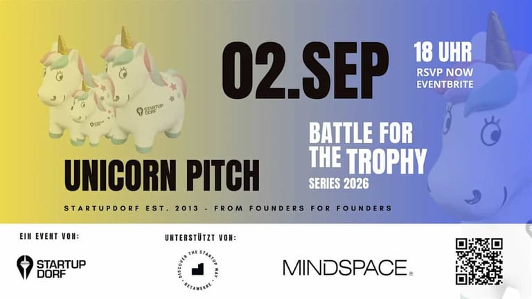 StartupDorf Unicorn Pitch Eventflyer for 2nd September 2026