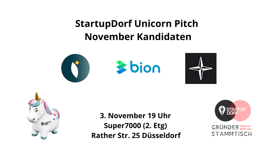 Unicorn Pitch candidates at the November Gründerstammtisch